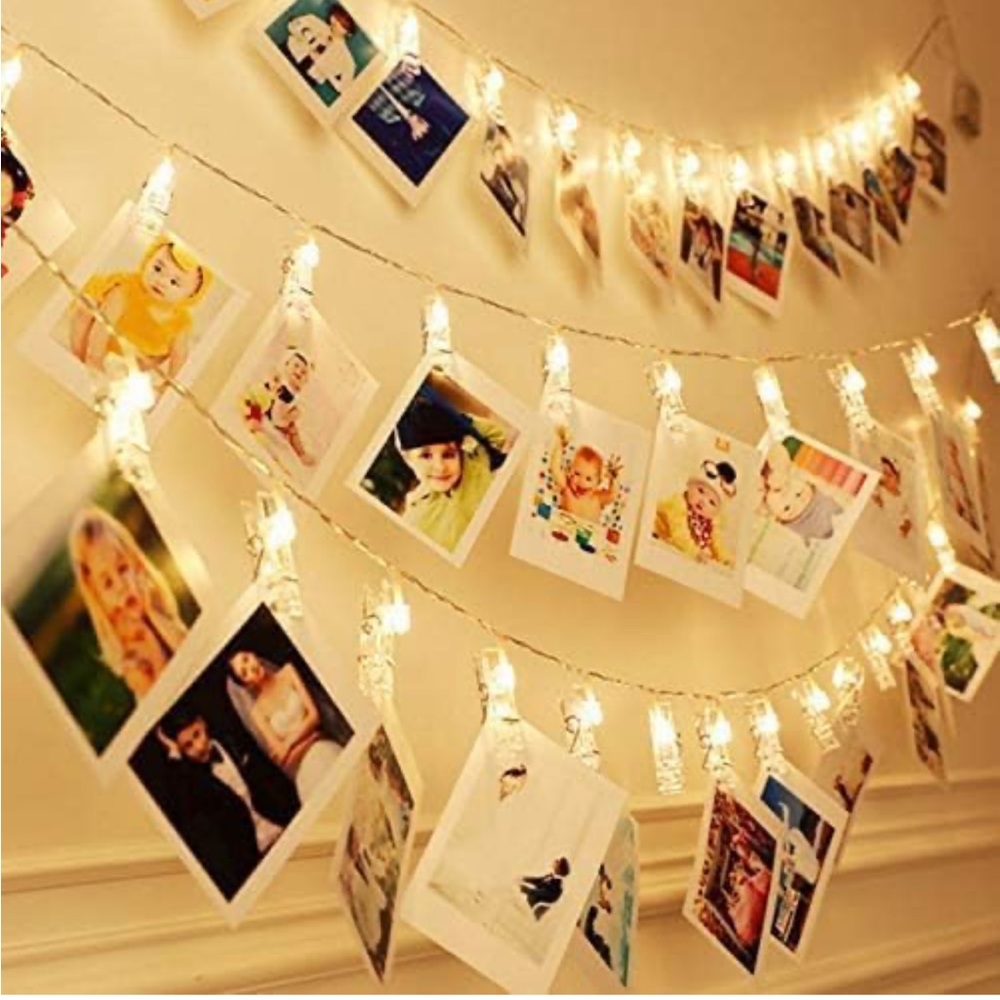 Photo clip string lights, multiple settings, white, New condition